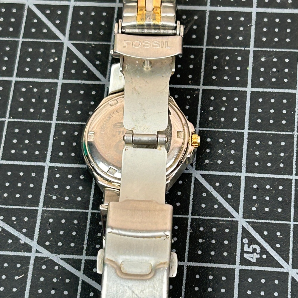 Fossil Blue Two Tone Stainless Steel Watch AM-3322 Champagne Dial Tested - Picture 6 of 8